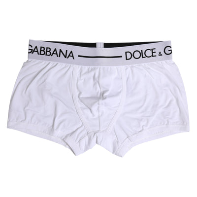 Dolce & Gabbana Weiße Cotton Stretch Regular Boxer Unterwäsche
