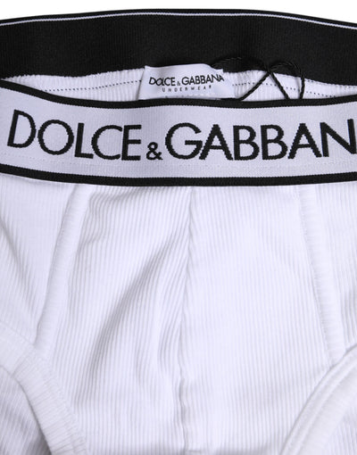 Dolce & Gabbana Weißer Baumwoll-Stretch-Slip Regular Unterwäsche