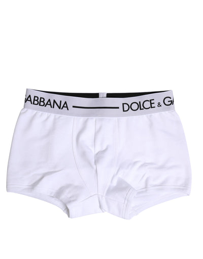 Dolce & Gabbana Weiße Cotton Stretch Regular Boxer Unterwäsche