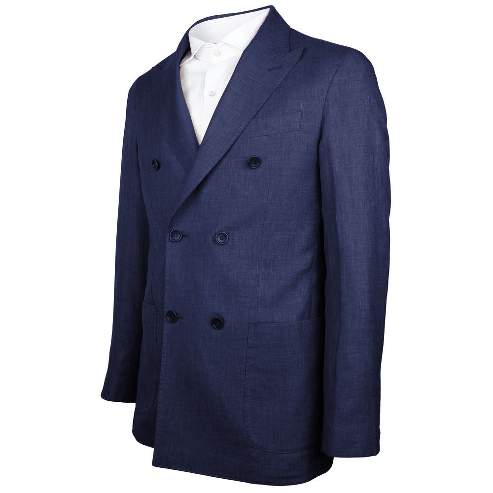 Made in Italy Blauer Leinenblazer