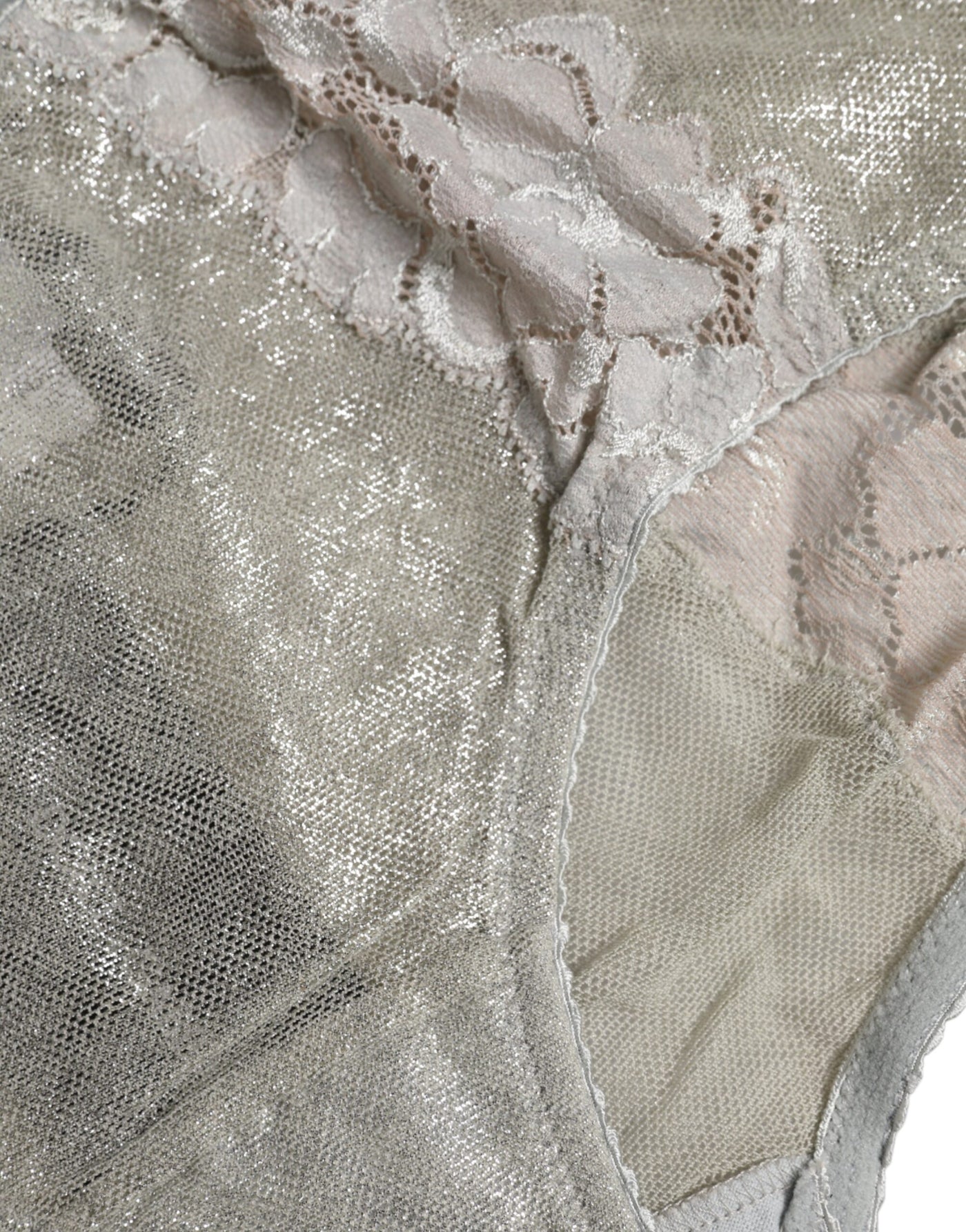Dolce & Gabbana Graue Baumwolle Floral Spitze Hohe Taille Panty Unterwäsche