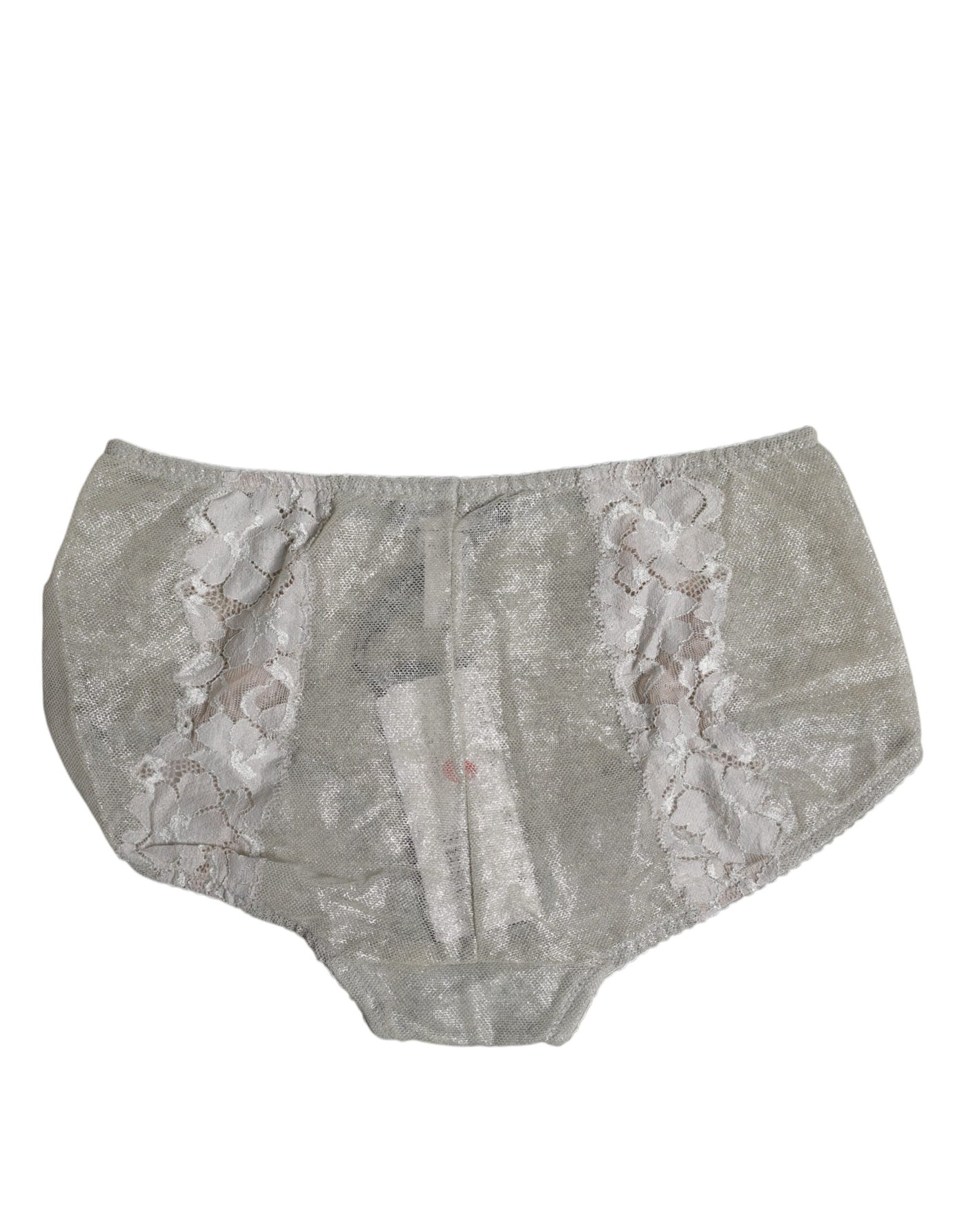 Dolce & Gabbana Graue Baumwolle Floral Spitze Hohe Taille Panty Unterwäsche