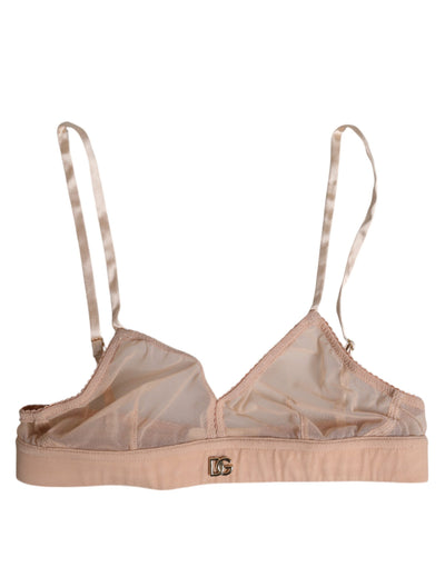 Dolce & Gabbana Puderrosa Nylon DG Logo Bügelfreier BH Unterwäsche
