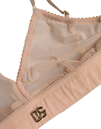 Dolce & Gabbana Puderrosa Nylon DG Logo Bügelfreier BH Unterwäsche