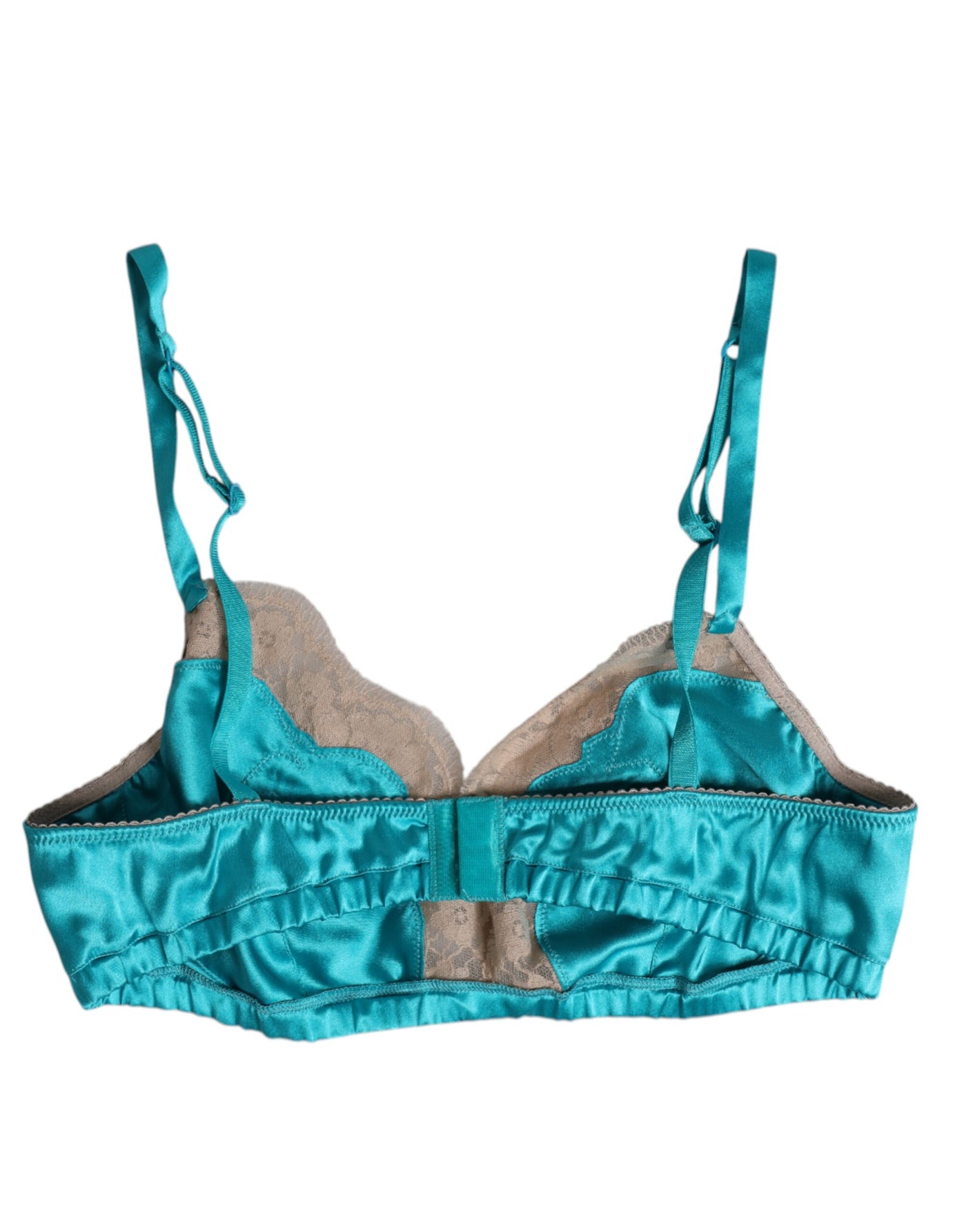 Dolce & Gabbana Grüner Floral Lace Silk Non Wire BH Unterwäsche