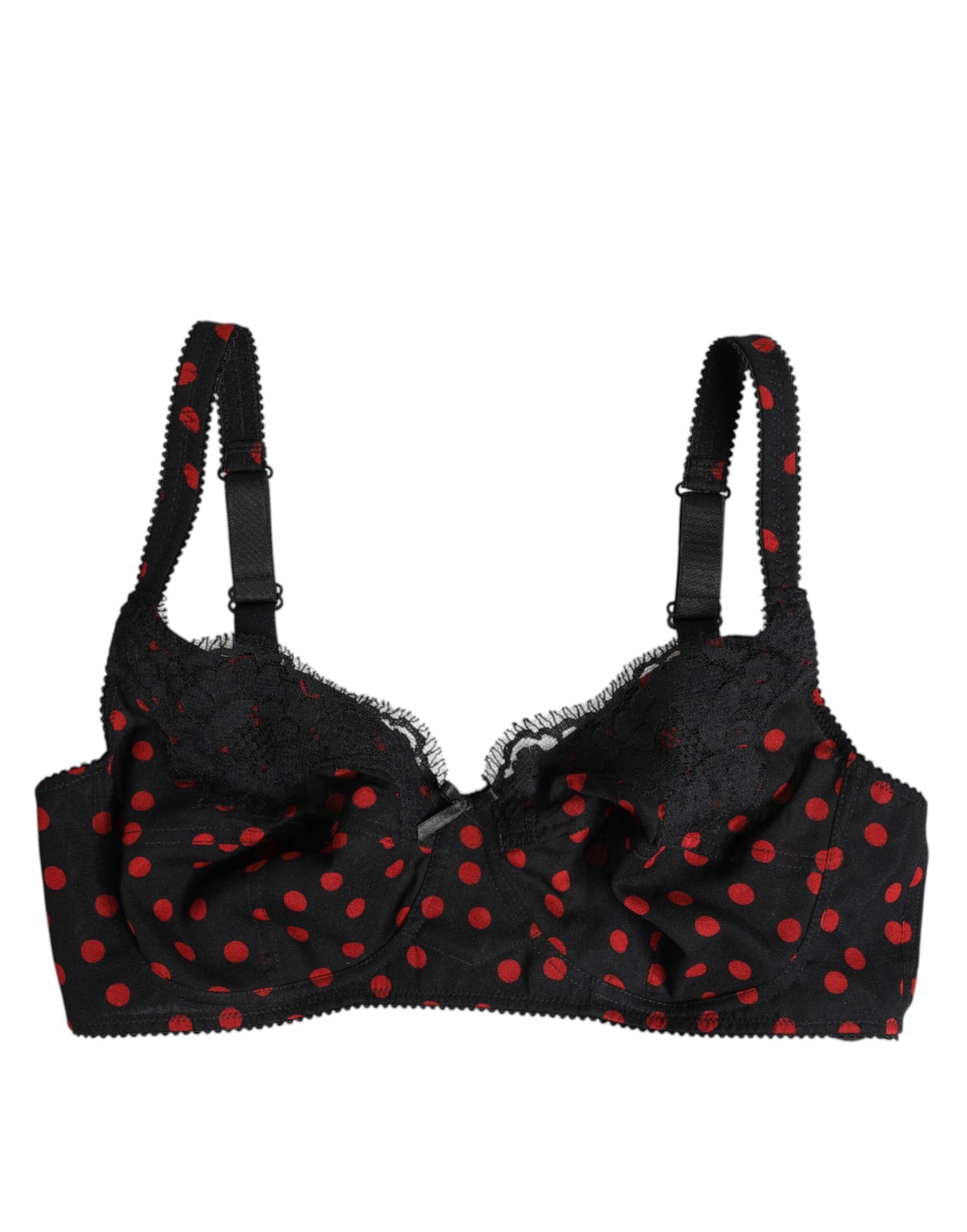 Dolce & Gabbana Schwarz-Rot gepunktet Bügel-Balconette-Unterwäsche