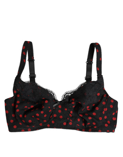 Dolce & Gabbana Schwarz-Rot gepunktet Bügel-Balconette-Unterwäsche