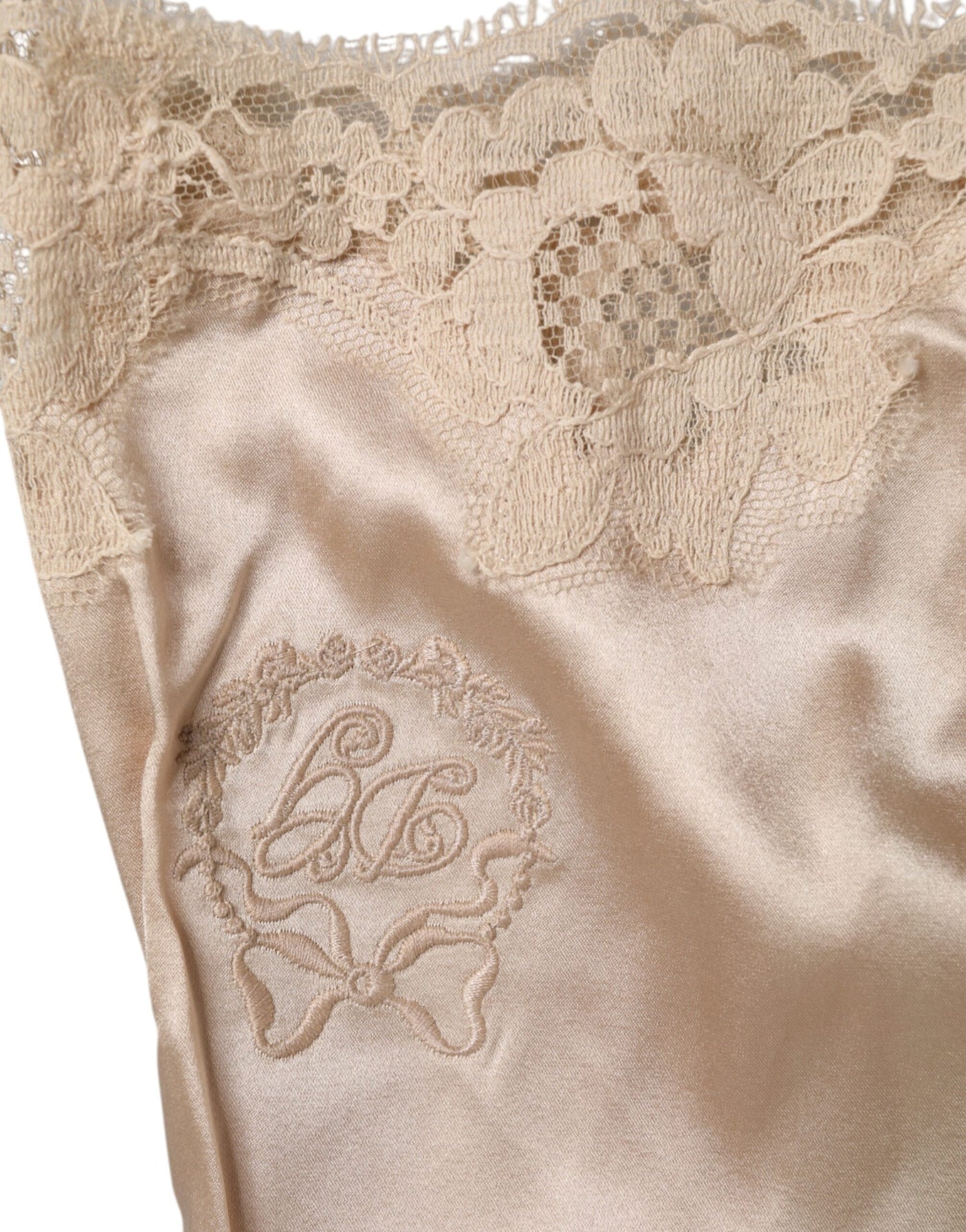 Dolce & Gabbana Beige Spitze Seide Satin Tank Dessous Unterwäsche