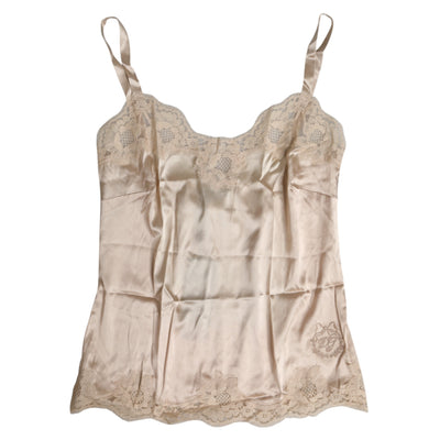 Dolce & Gabbana Beige Spitze Seide Satin Tank Dessous Unterwäsche