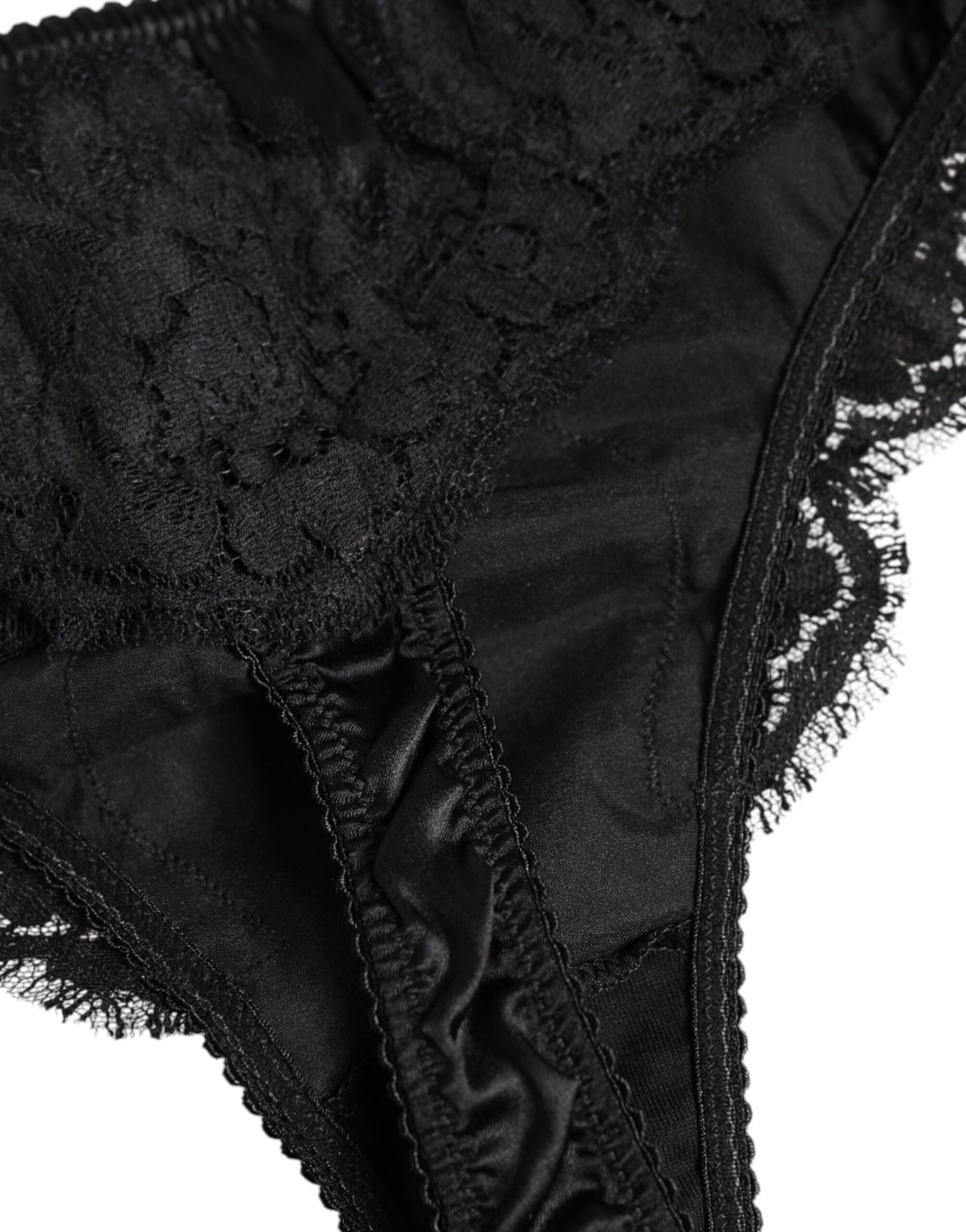 Dolce & Gabbana Schwarzes Seiden-Spitzen-Stretch-Bikini-Höschen Unterwäsche