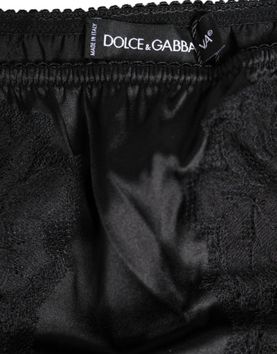 Dolce & Gabbana Schwarzes Seiden-Spitzen-Stretch-Bikini-Höschen Unterwäsche