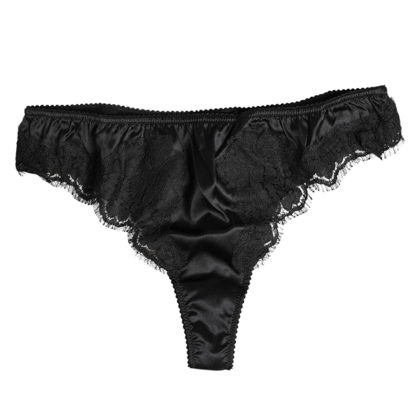 Dolce & Gabbana Schwarzes Seiden-Spitzen-Stretch-Bikini-Höschen Unterwäsche