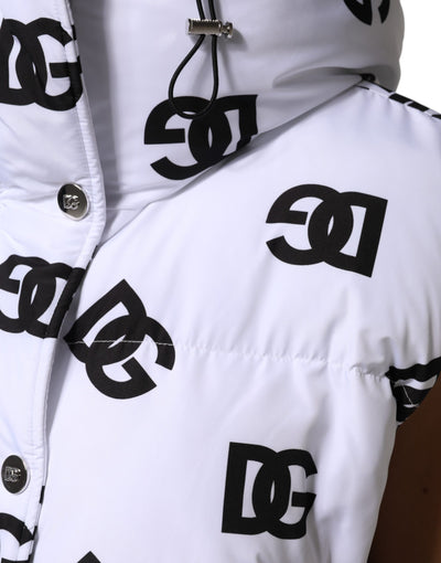 Dolce & Gabbana Weiß Schwarz DG Mania Polyester-Pufferjacke