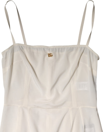 Dolce & Gabbana Weißer Vollslip DG Logo Seidenkleid Nachtwäsche