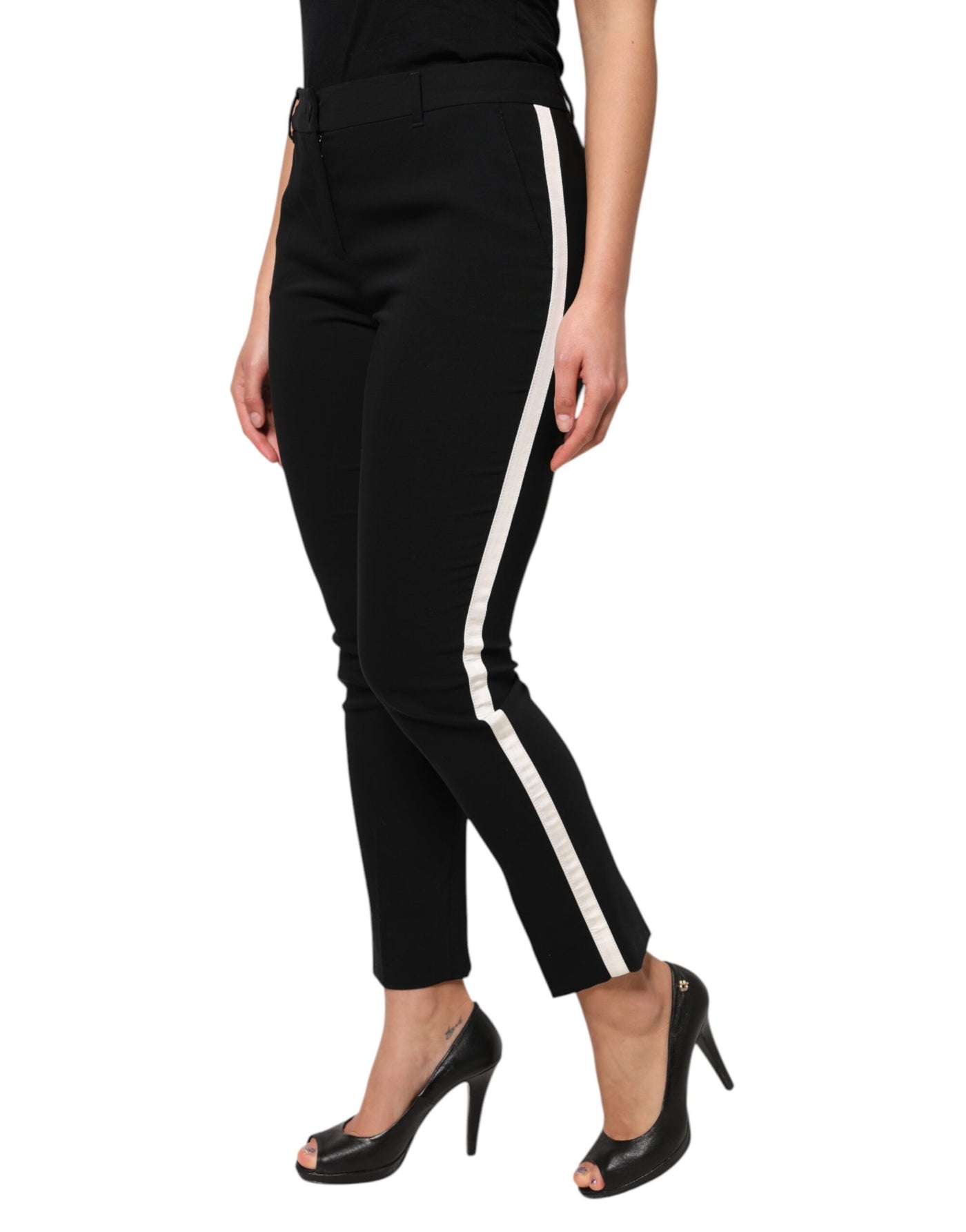 Dolce & Gabbana Schwarze taillierte Hose aus Wolle
