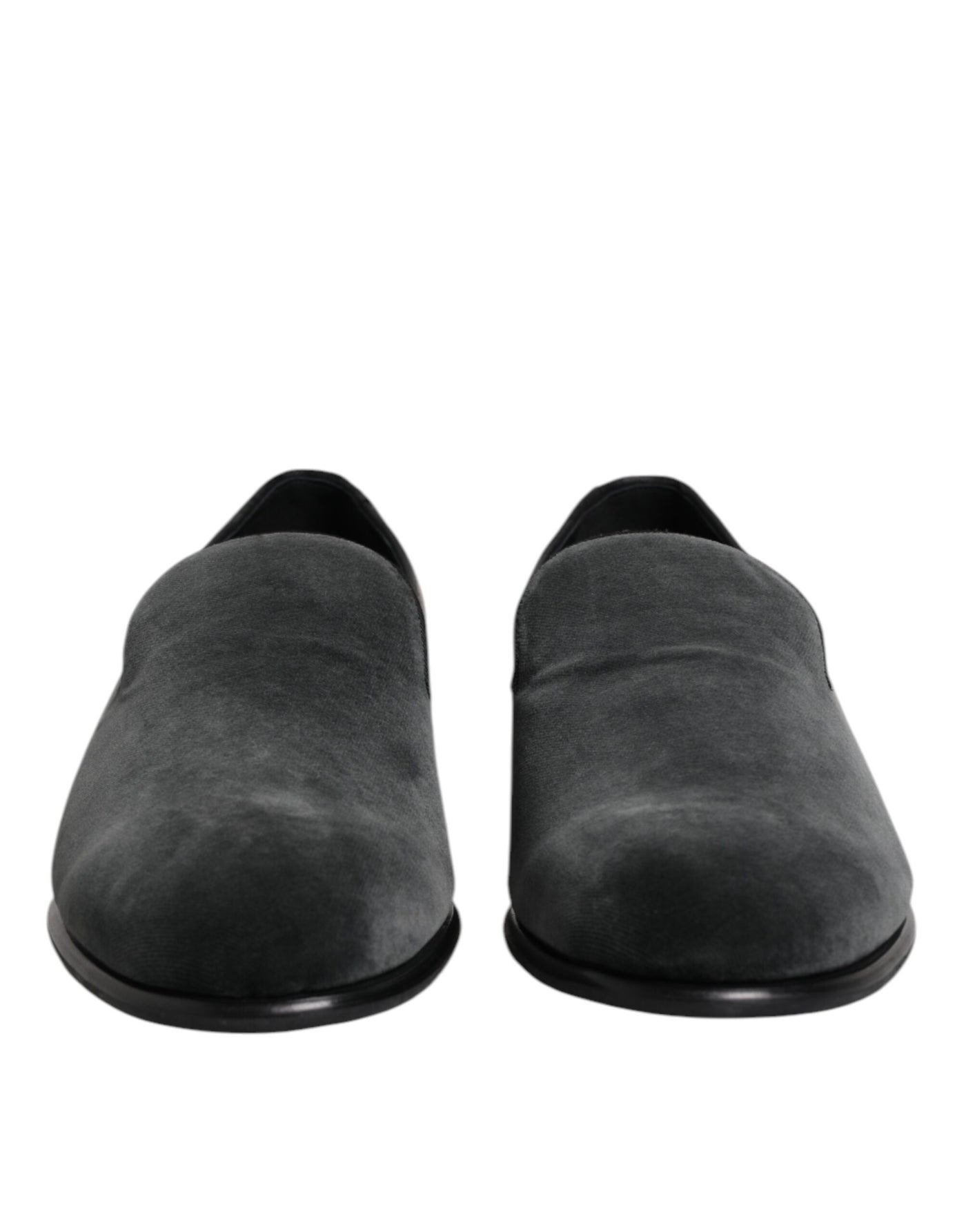 Dolce & Gabbana Schwarzer Samt Slip On Loafers Formelle Schuhe