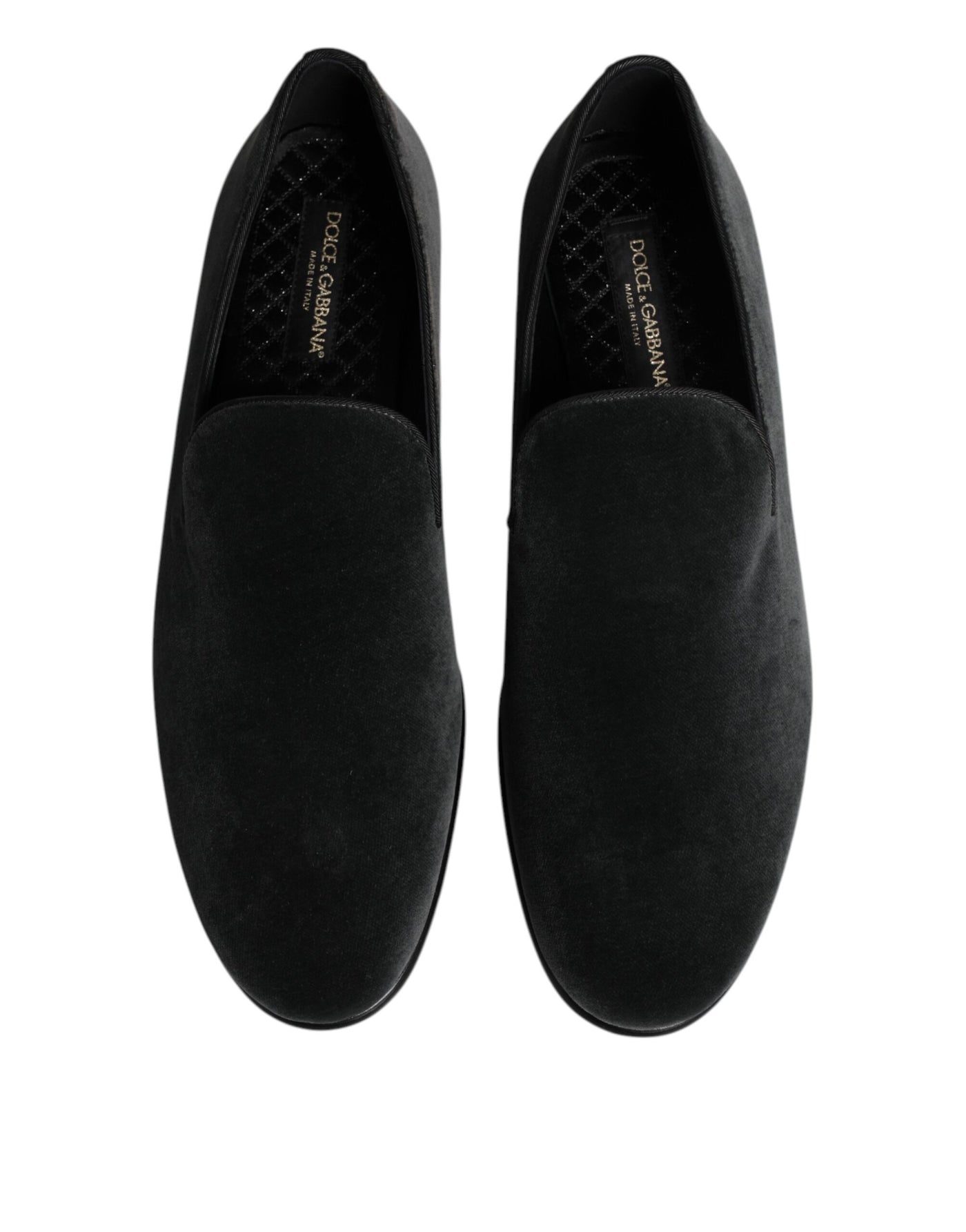 Dolce & Gabbana Schwarzer Samt Slip On Loafers Formelle Schuhe