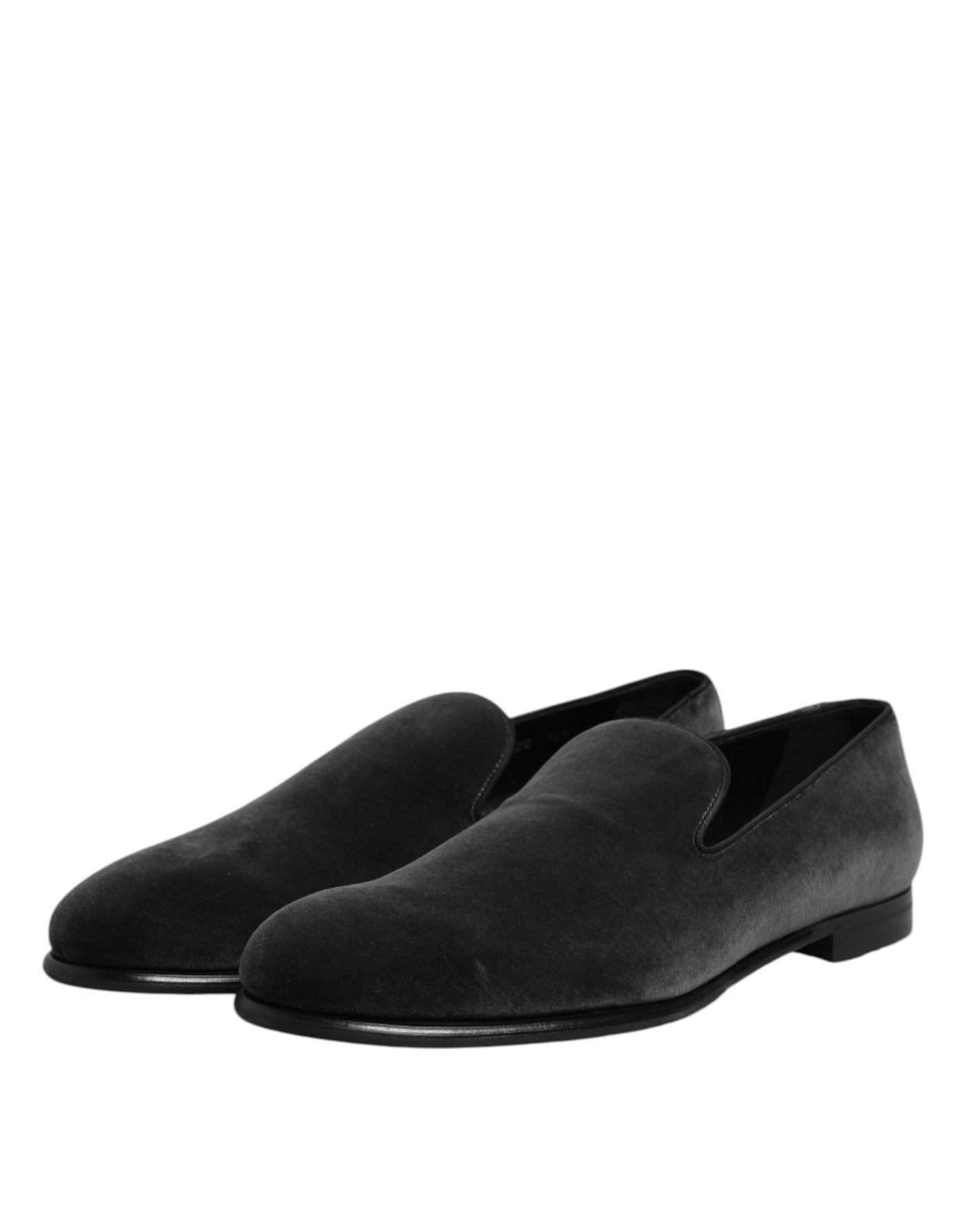 Dolce & Gabbana Schwarzer Samt Slip On Loafers Formelle Schuhe