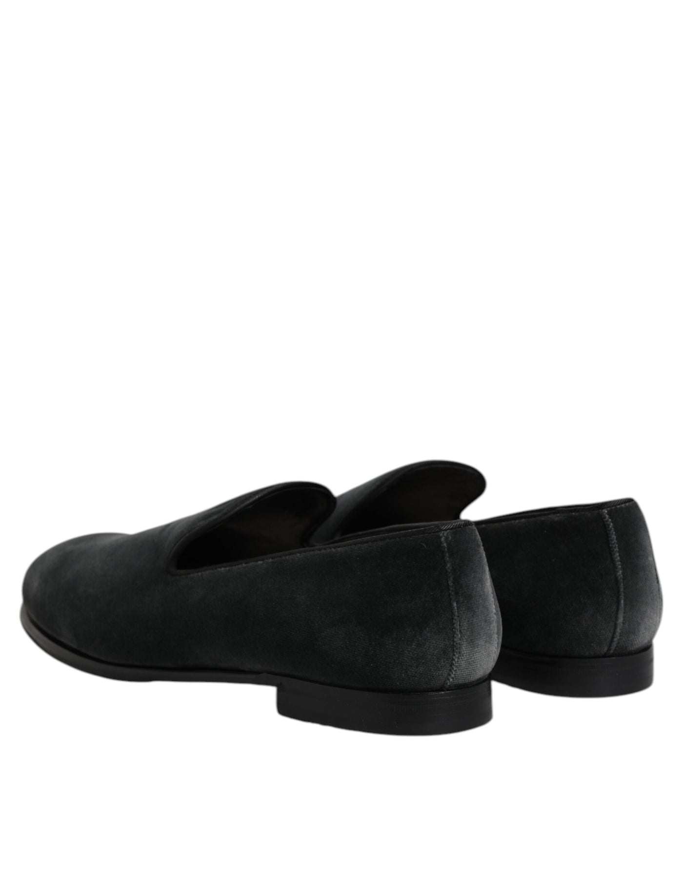 Dolce & Gabbana Schwarzer Samt Slip On Loafers Formelle Schuhe