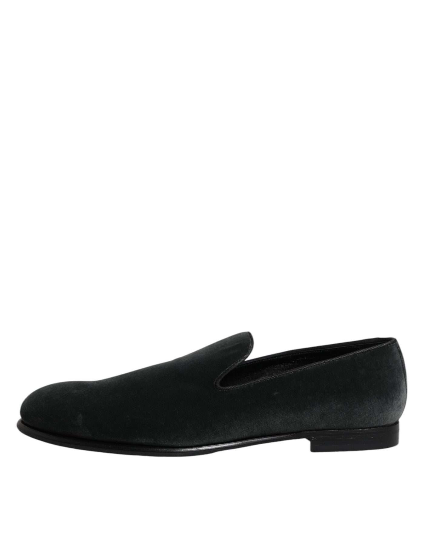 Dolce & Gabbana Schwarzer Samt Slip On Loafers Formelle Schuhe