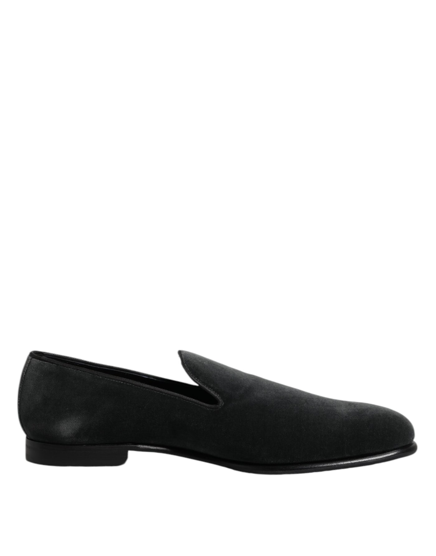 Dolce & Gabbana Schwarzer Samt Slip On Loafers Formelle Schuhe
