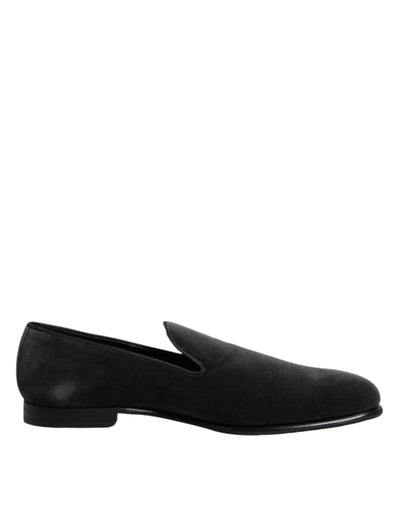 Dolce & Gabbana Schwarzer Samt Slip On Loafers Formelle Schuhe
