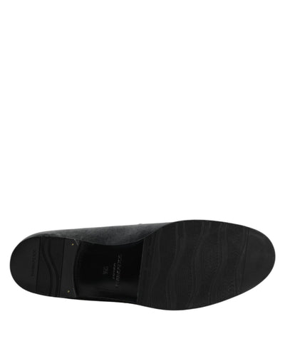 Dolce & Gabbana Schwarzer Samt Slip On Loafers Formelle Schuhe