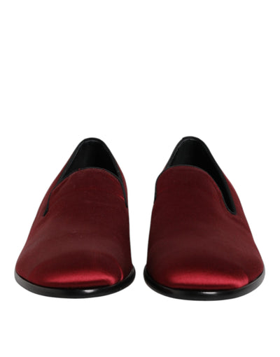 Dolce & Gabbana Rot Samt Slip On Loafers Formelle Schuhe