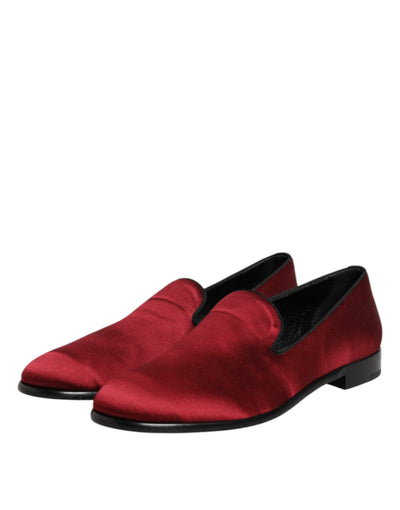 Dolce & Gabbana Rot Samt Slip On Loafers Formelle Schuhe