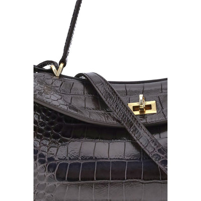Balenciaga Rodeo Umhängetasche aus Leder mit Krokodilprägung