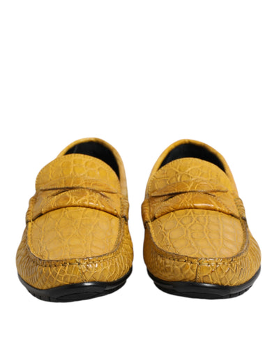 Dolce & Gabbana Gelbe Exotische Leder Loafers Slip On Schuhe