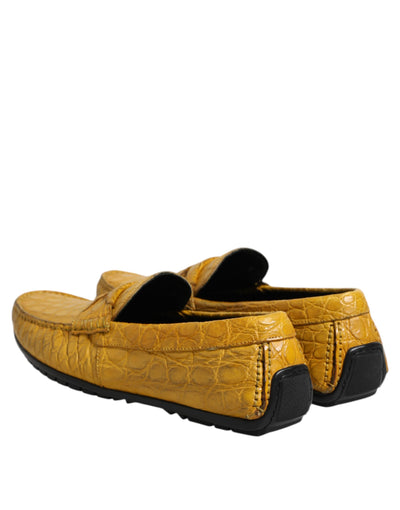Dolce & Gabbana Gelbe Exotische Leder Loafers Slip On Schuhe