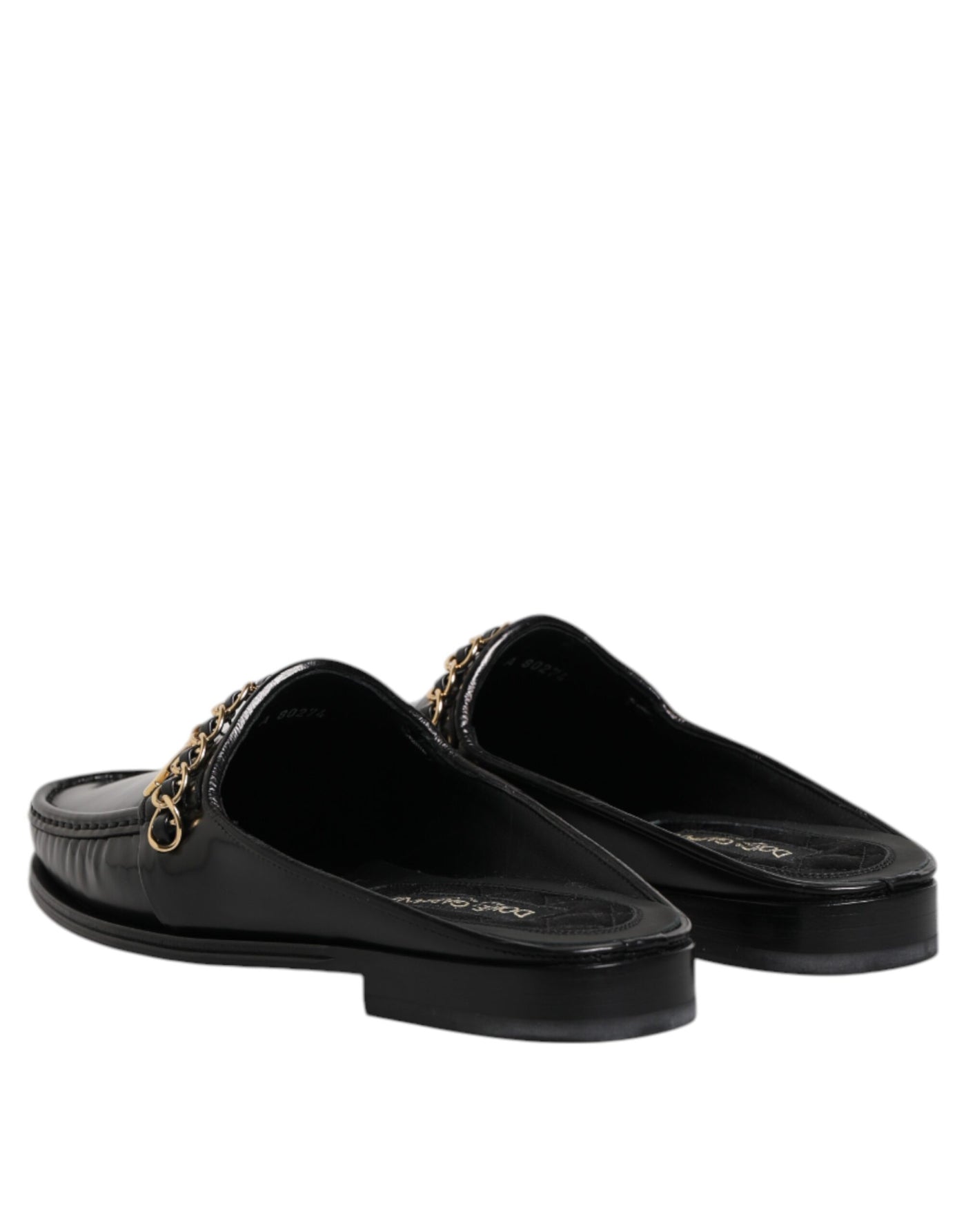Dolce & Gabbana Schwarze Leder DG Kette verschönert Sandalen Schuhe