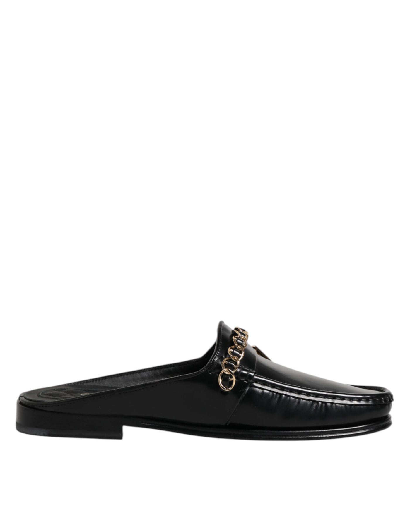 Dolce & Gabbana Schwarze Leder DG Kette verschönert Sandalen Schuhe