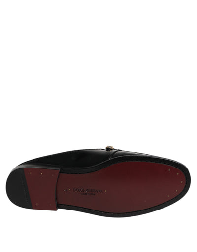 Dolce & Gabbana Schwarze Leder DG Kette verschönert Sandalen Schuhe