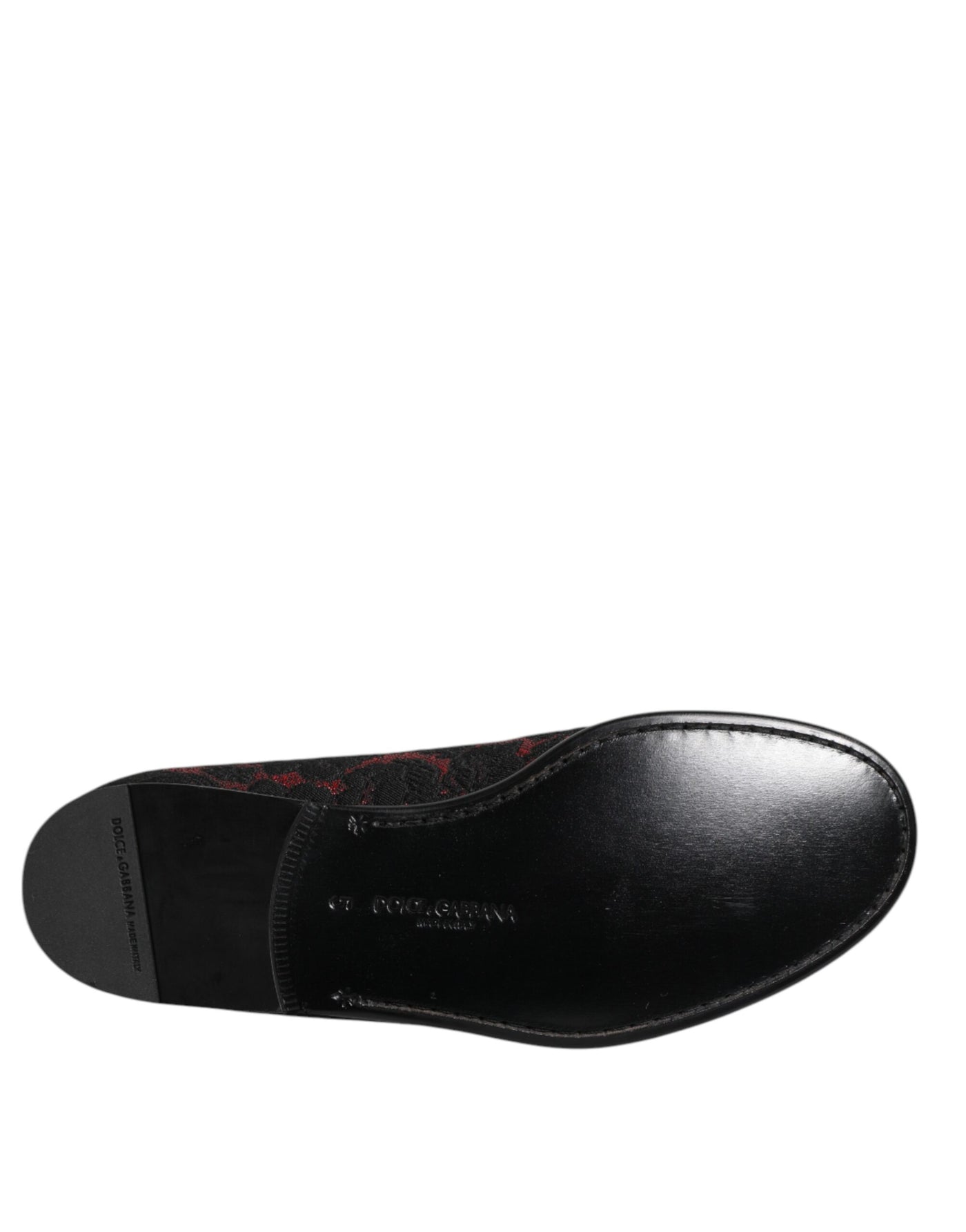 Dolce & Gabbana Rot Schwarz Jacquard Slip On Männer Loafers Schuhe