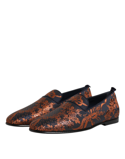 Dolce & Gabbana Schwarze Jacquard Polyester Slipper Schuhe