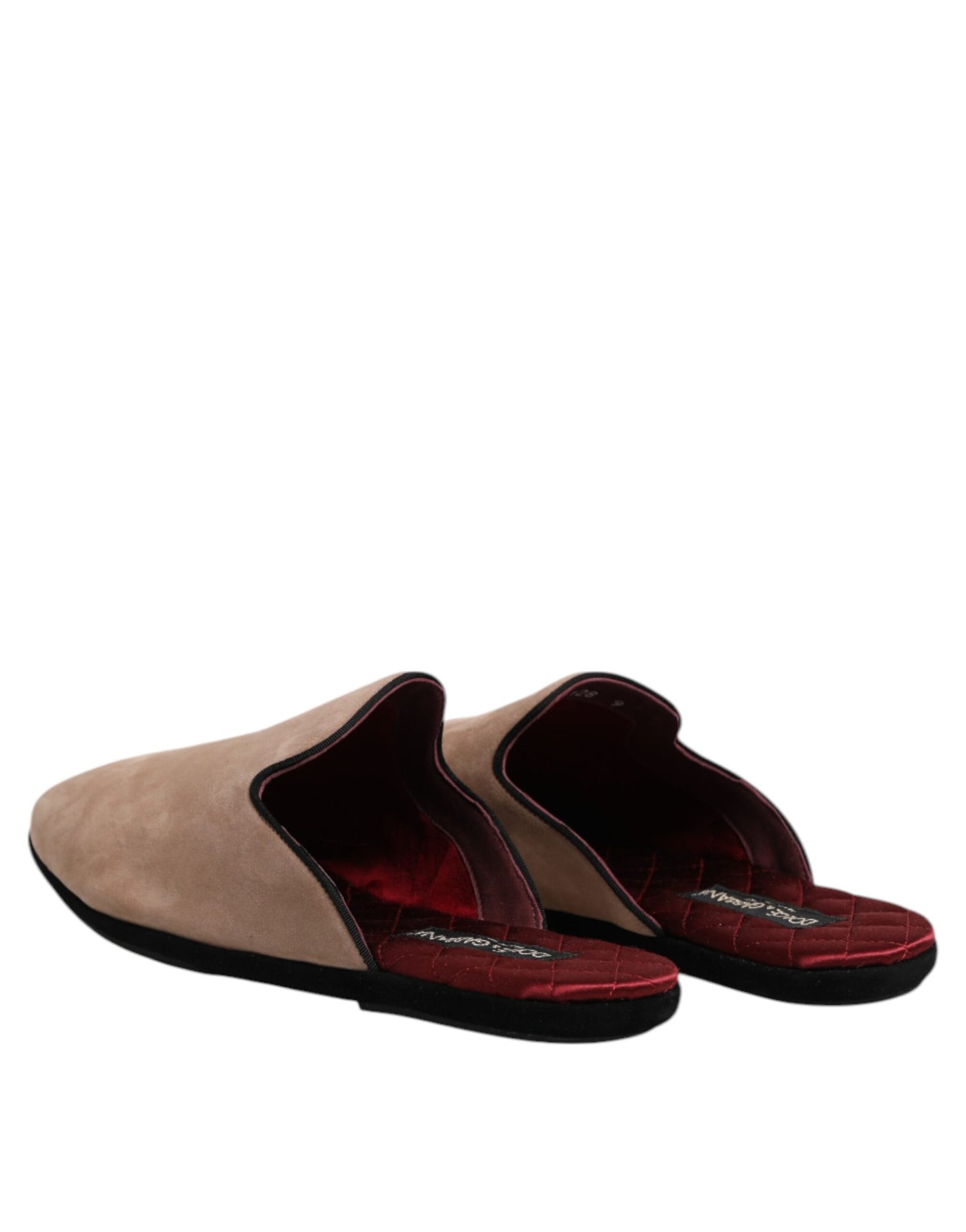 Dolce & Gabbana Beige Capra Wildleder Pantoffeln Flach Hausschuhe