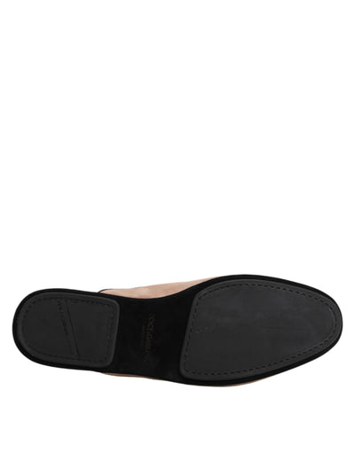 Dolce & Gabbana Beige Capra Wildleder Pantoffeln Flach Hausschuhe