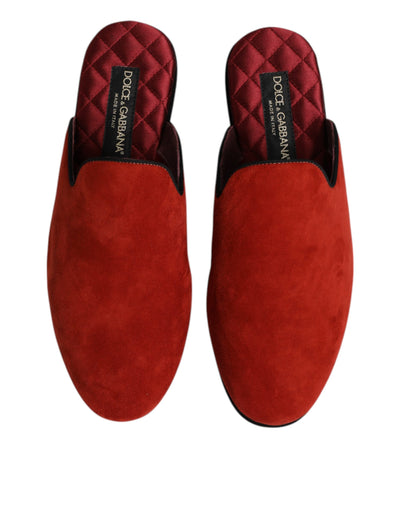 Dolce & Gabbana Orange Wildleder Pantoffeln Flache Hausschuhe