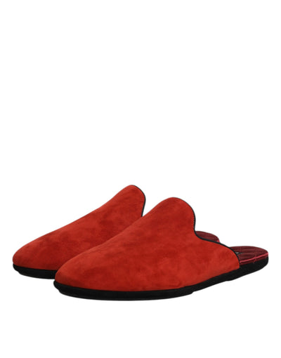 Dolce & Gabbana Orange Wildleder Pantoffeln Flache Hausschuhe