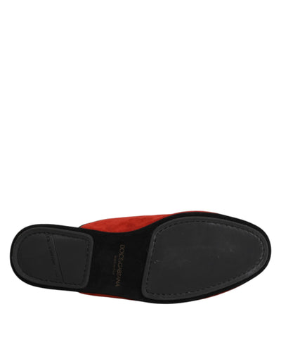Dolce & Gabbana Orange Wildleder Pantoffeln Flache Hausschuhe