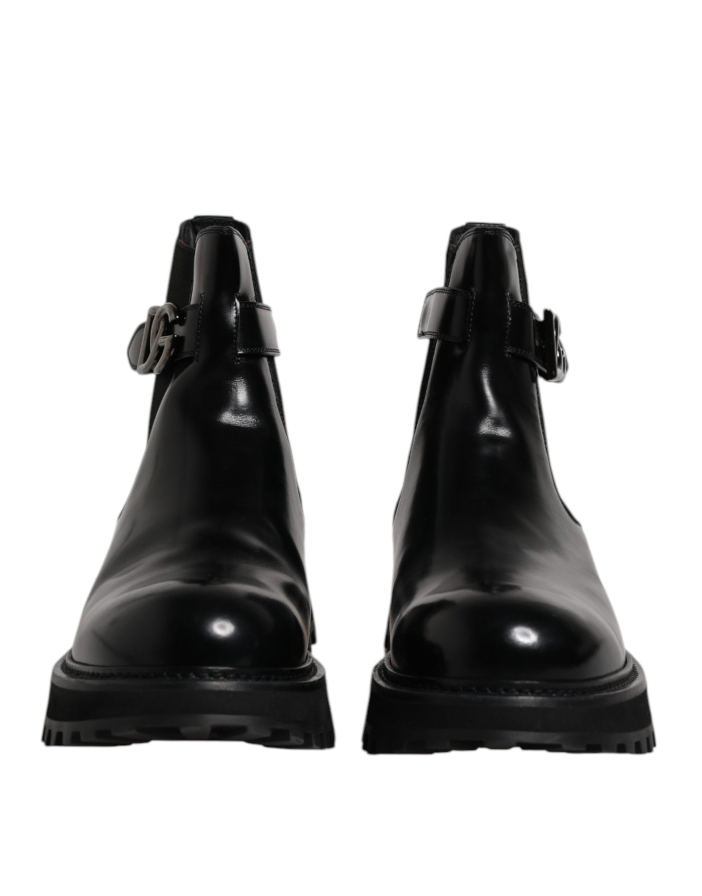 Dolce & Gabbana Schwarzer Gürtel DG Logo Herren Chelsea Boots Schuhe