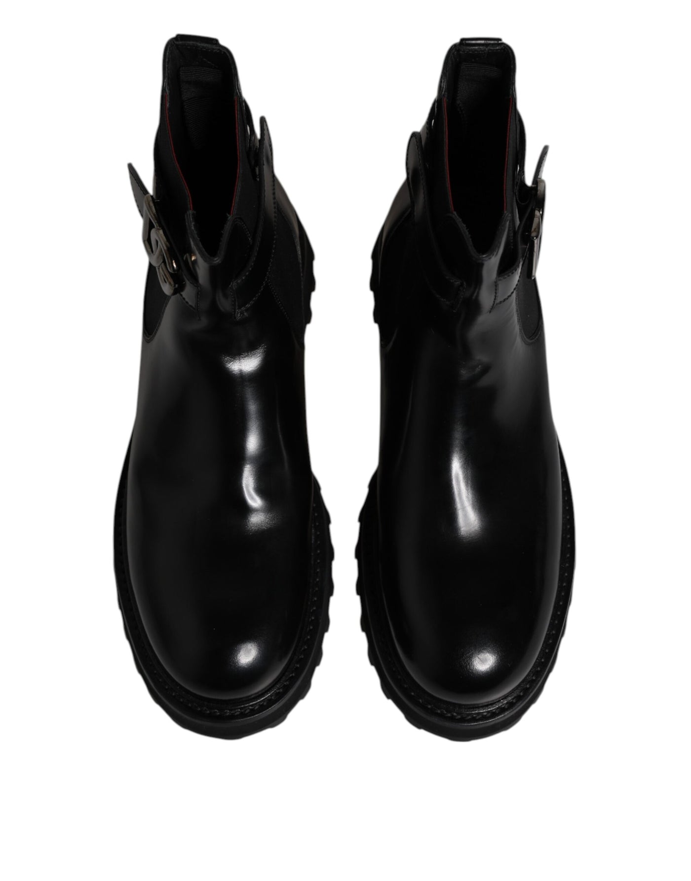 Dolce & Gabbana Schwarzer Gürtel DG Logo Herren Chelsea Boots Schuhe