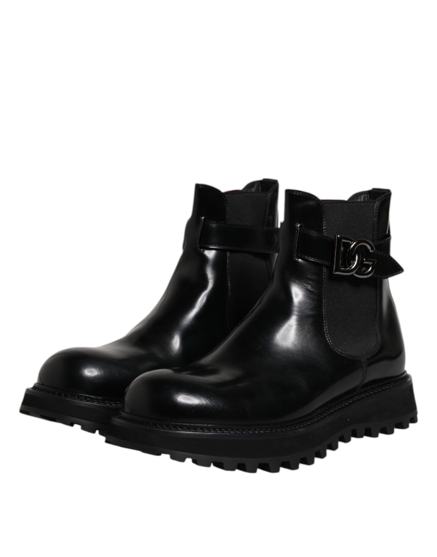 Dolce & Gabbana Schwarzer Gürtel DG Logo Herren Chelsea Boots Schuhe