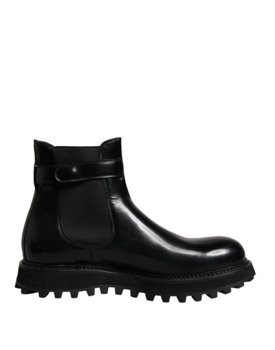 Dolce & Gabbana Schwarzer Gürtel DG Logo Herren Chelsea Boots Schuhe