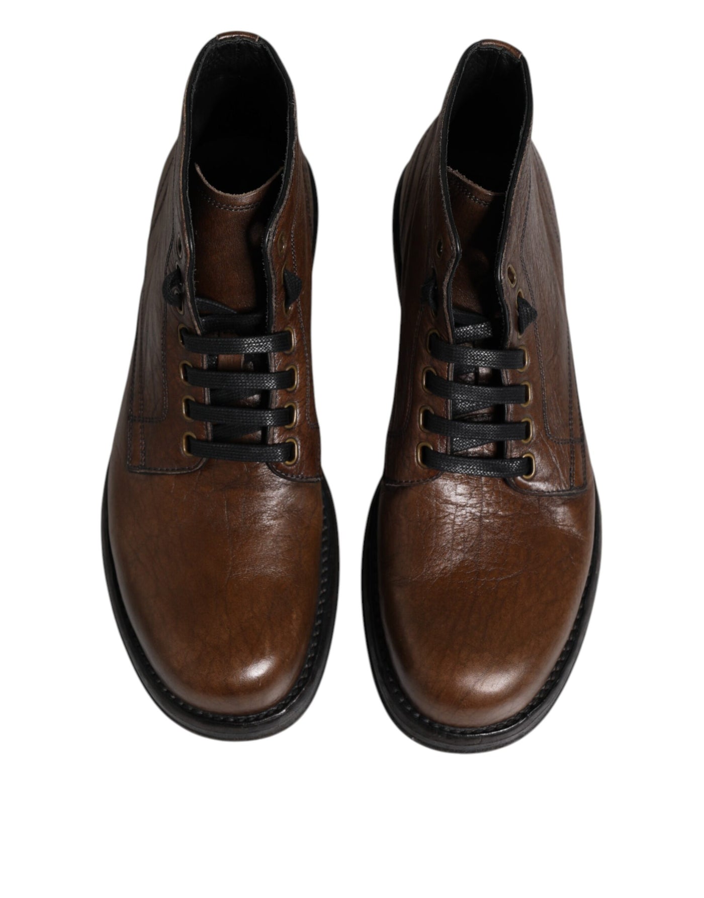 Dolce & Gabbana Braunes Leder Schnürstiefel Männer Schuhe
