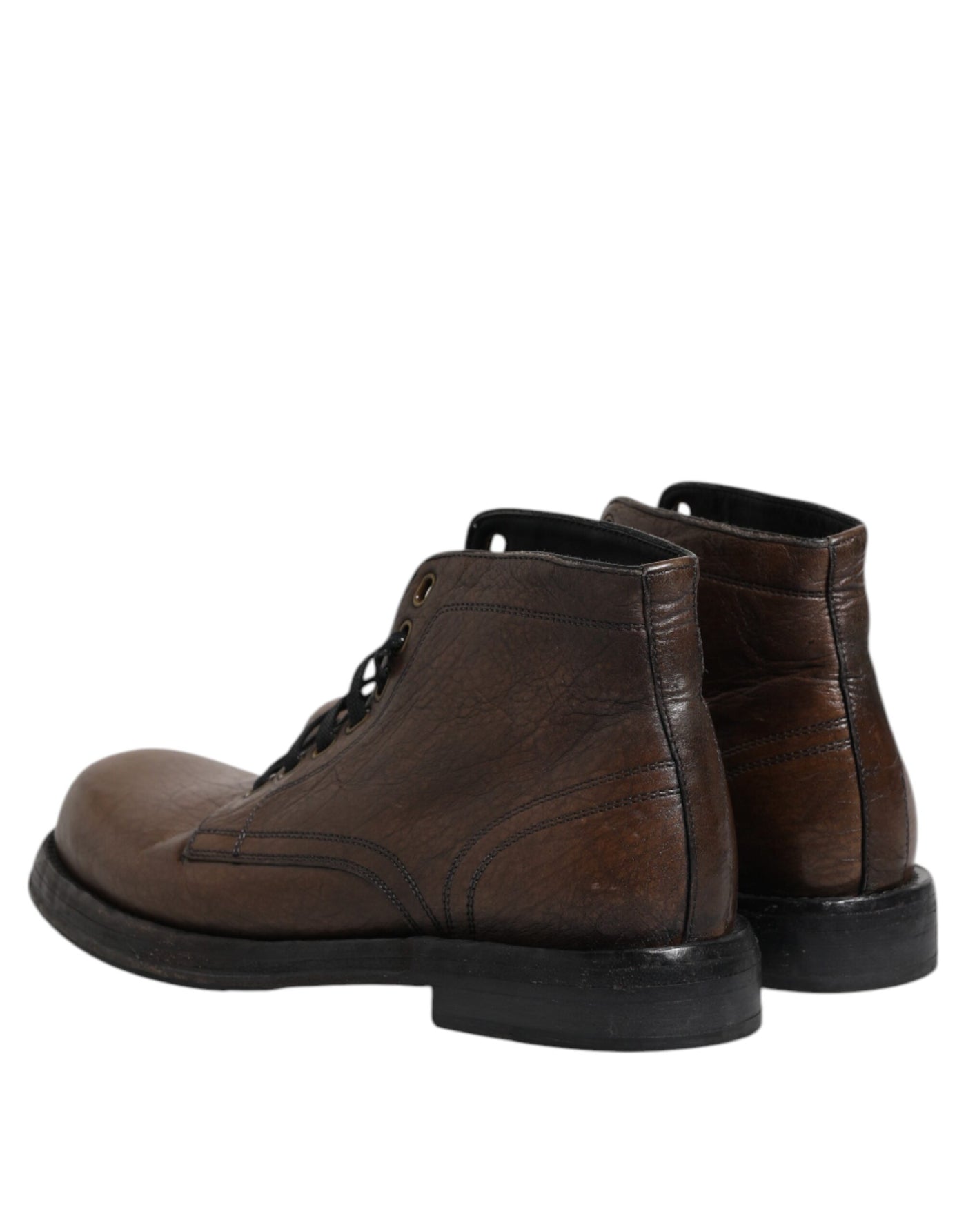 Dolce & Gabbana Braunes Leder Schnürstiefel Männer Schuhe