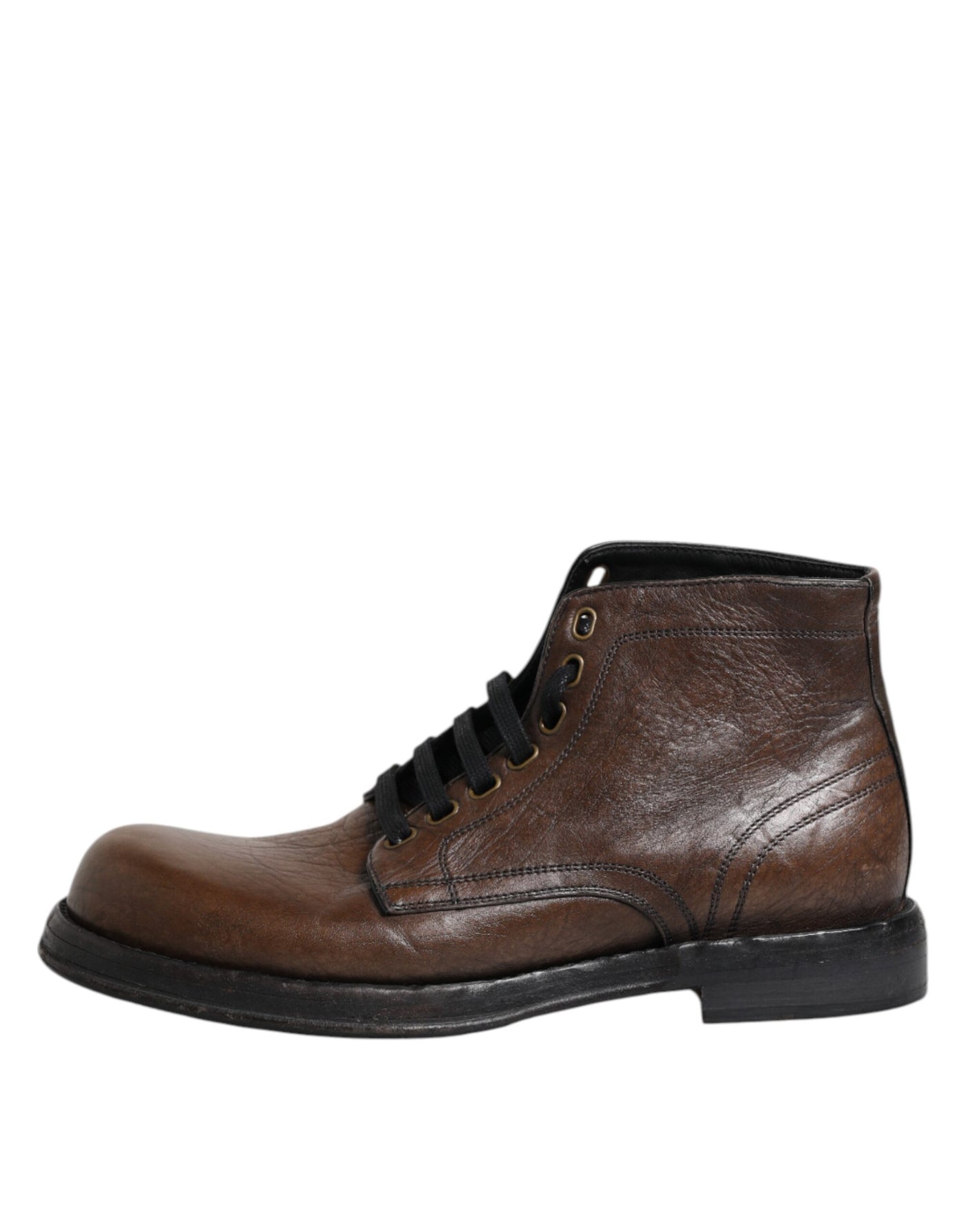 Dolce & Gabbana Braunes Leder Schnürstiefel Männer Schuhe