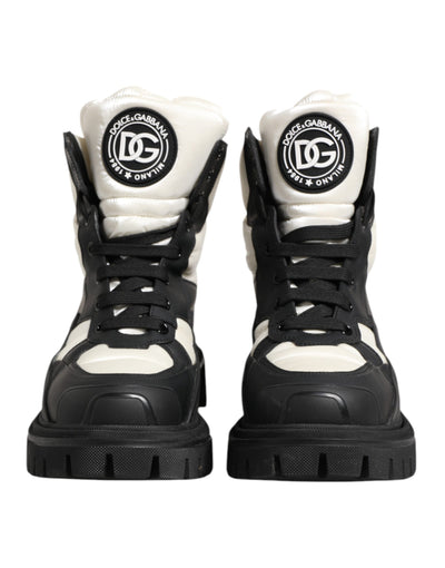 Dolce & Gabbana Schwarze weiße gepolsterte Schnürstiefel kurze Schuhe